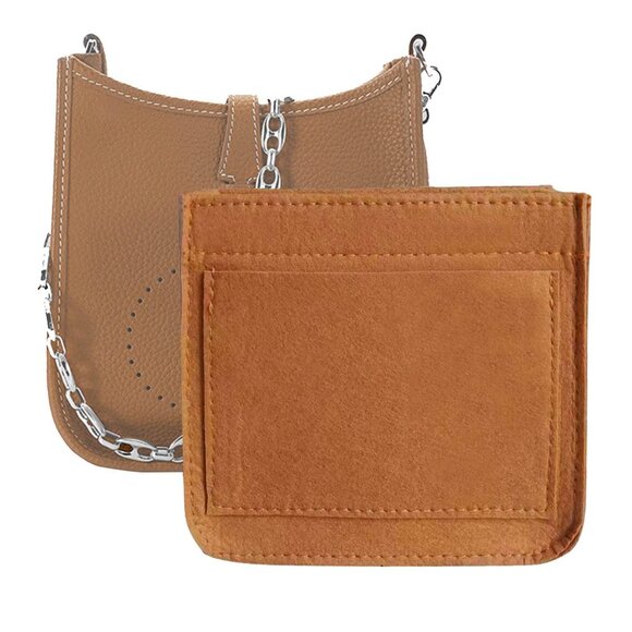 Lckaey Handbags - Womens Size Medium Felt Organizer-for Hermes Evelyne III Bag Insert Brown Lux
